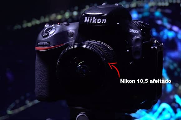 Nikon D800 con lente Nikon 10,5 mm ojo de pez afeitado para hacer fotos panorámicas