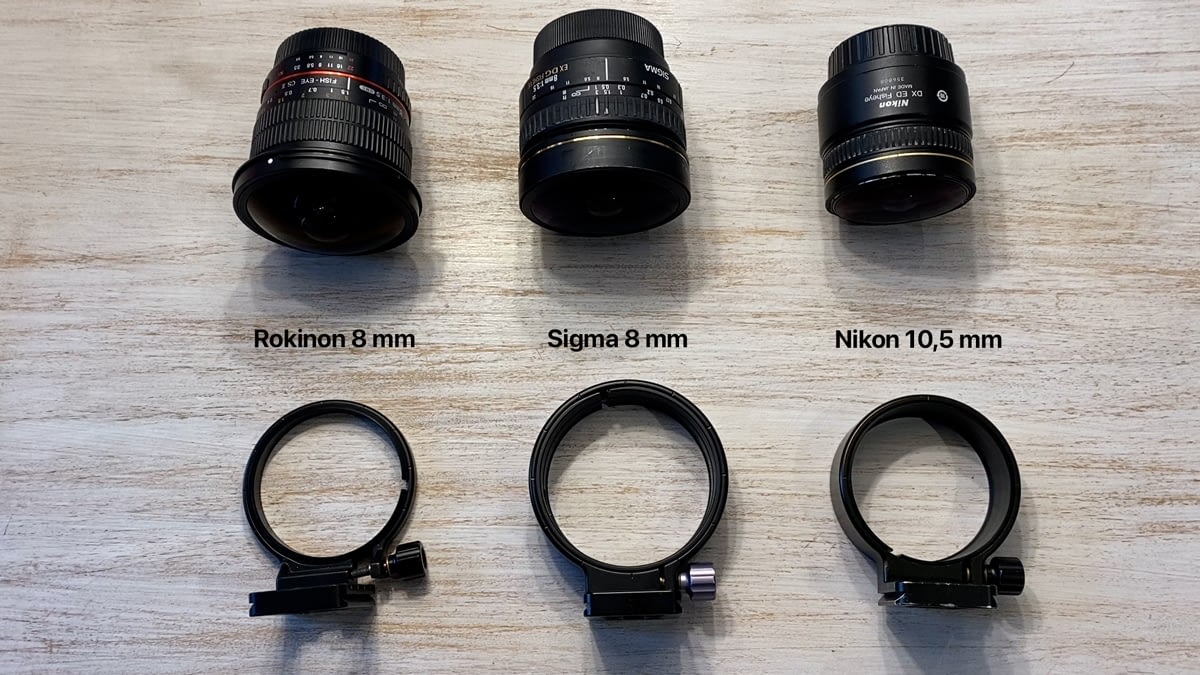 Anillos adaptadores diferentes según el tipo de lente para las rótulas panorámicas de anillo