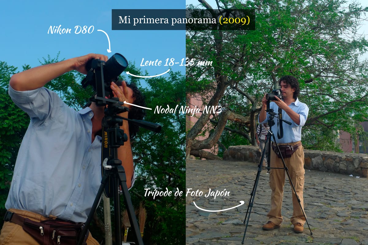 Mario Carvajal haciendo su primera fotografía panorámica, en Cali, Colombia (2009)